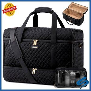 Large 50L Travel Duffle Bag with Shoe Compartment, Weekender Carry On